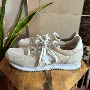 Cream + White New Balance Sneakers